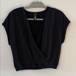 bobi Los Angeles Black Wrap Blouse